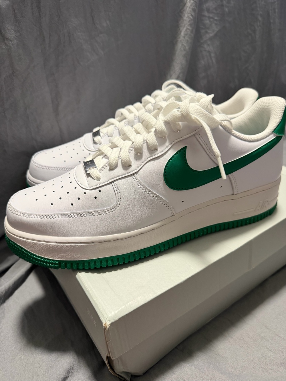 Nike White Air Force one Green Swoosh